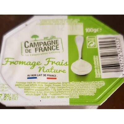 Fromage frais nature bio 3,1%MG CAMPAGNE DE FRANCE